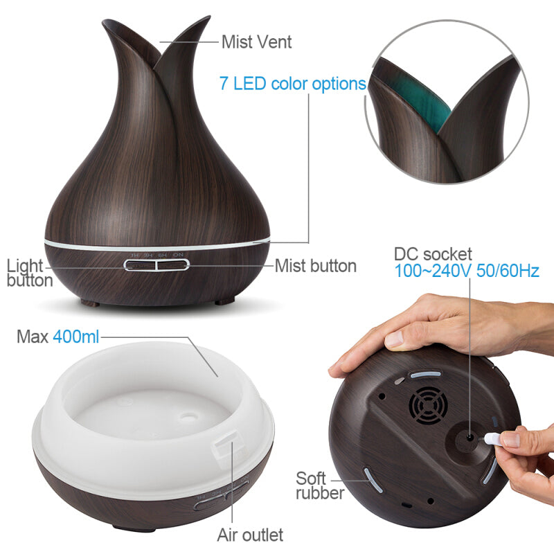 Tomnew Essential Oil Diffuser - Dark Wood