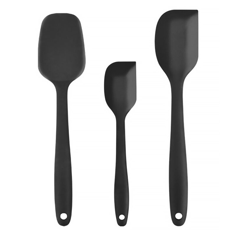 TureClos 3Pcs High Quality Silicone Baking Spatulas - Black