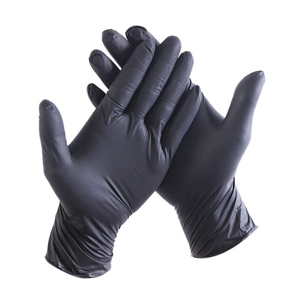 Tuscom 100Pcs Disposable Latex Rubber Gloves - Black