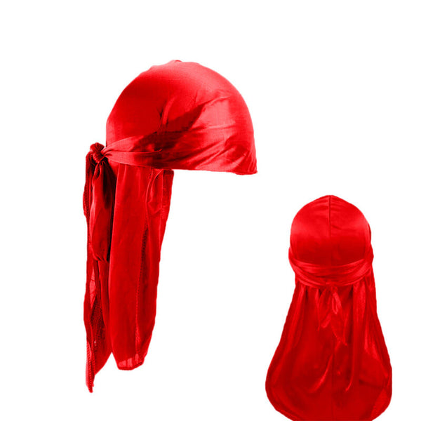 Unisex Doo Durag Soft Silk Pirate Bandana - Watermelon Red