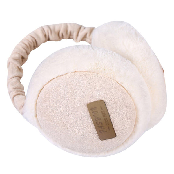 Unisex Winter Soft Plush Folding Earmuffs - Beige