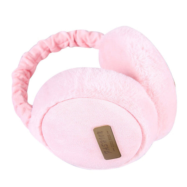 Unisex Winter Soft Plush Folding Earmuffs - Pink