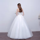 V-Neck Appliques Crystal Wedding Dress - White