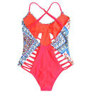 Bandage Ethnic Print Bodysuit - Multicolor