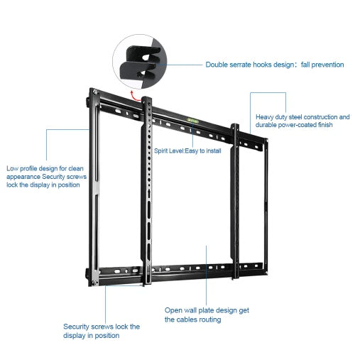 Slim LCD LED Plasma TV Wall Mount Bracket 37"-70" Inch Max VESA 600*400mm Super Strong 110lbs Weight Capacity