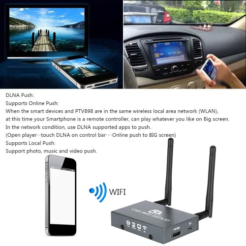 PVT 898 5G / 2.4G Car WiFi Display Dongle Receiver Linux System Airplay Mirroring Miracast DLNA Airsharing Full HD 1080P HD for HDTV Smart Phones Notebook Tablet PC