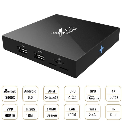 X96 Smart Android 6.0 TV Box KODI 16.1 S905X 2GB / 16GB قابس أمريكي