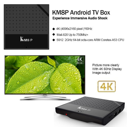 KM8P Smart Android 7.1 TV Box S912 1G+8G قابس أمريكي