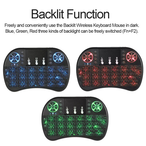 2.4GHz LED Backlit Wireless Keyboard with Touchpad Mouse Remote Control