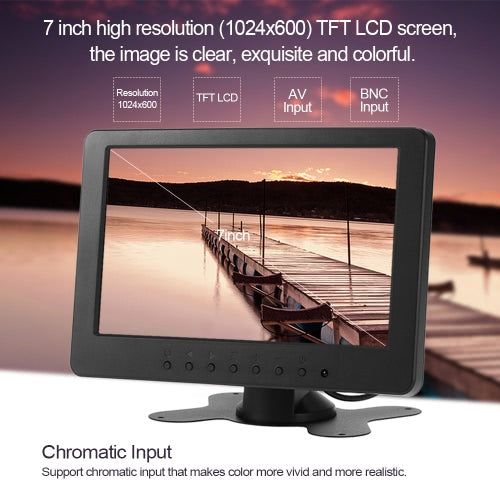 S701 7 inch  TFT LCD Monitor Screen 16:9 1024 * 600 BNC AV Video Audio for PC Security VCD DVD EU Plug