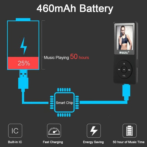 مشغل RUIZU X02 الأصلي بسعة 8 جيجابايت و1.8 بوصة HiFi MP3 MP4