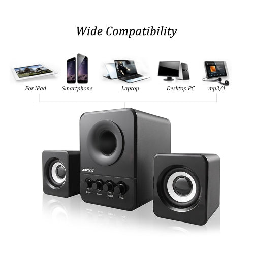 SADA D-203 USB Wired Combination Speaker Computer Speaker Bass Stereo Music Player Subwoofer Sound Box for Desktop Laptop Notebook Tablet PC Smart Phone