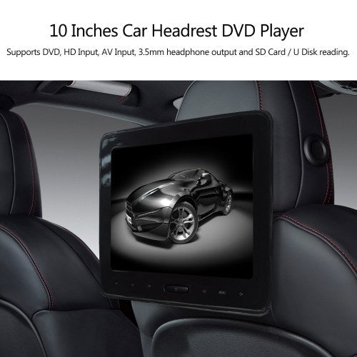 10 Inches Car Headrest DVD Player Auto Monitor 1024 * 600P Touch Button Support Game Disk HD Input AV Input SD Card Slot Headphone Output