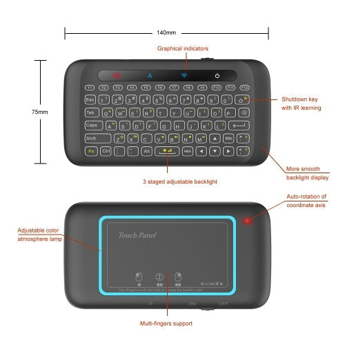 2.4GHz Backlight Colorful Wireless Keyboard with Large Touch Panel