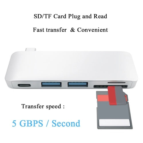 5 in 1 Spliter Adapter Card Reader for Macbook Windows Chrome OS