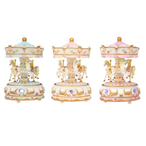 Mini Carousel Clockwork Castle in the Sky Music Box Colorful LED