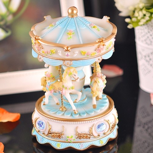 Mini Carousel Clockwork Castle in the Sky Music Box Colorful LED