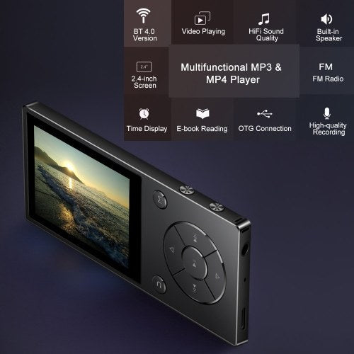 RUIZU D11 8GB MP3 MP4 Player بلوتوث مشغل موسيقى راديو FM مسجل صوت TF فتحة بطاقة 3.5 ملم سماعة ميكروفون مدمج مكبر صوت يدعم ساعة توقيت تقويم منبه عداد الخطى