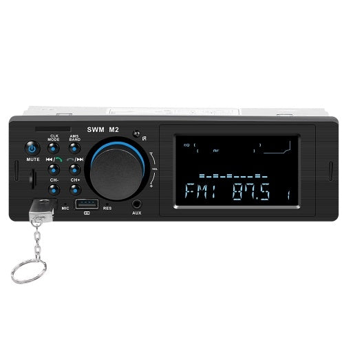 SWM M2 Bluetooth Car Stereo Car Audio FM Radio 60W Output MP3 Player Support USB TF Card Slot 3.5mm AUX Hands-free Call with Mic Wireless Remote Control