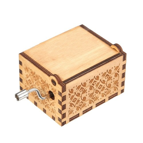 Wood Music Box Mini Vintage Engraved Hand-Operated Musical Box Birthday Christmas Valentine's Day Exquisite Gift