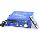 12V / 220V Mini Audio Power Amplifier BT Digital Audio Receiver AMP USB SD Slot MP3 Player FM Radio LCD Display with Remote Control Dual Channel 300W+300W for Car Home Use