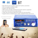 12V / 220V Mini Audio Power Amplifier BT Digital Audio Receiver AMP USB SD Slot MP3 Player FM Radio LCD Display with Remote Control Dual Channel 300W+300W for Car Home Use