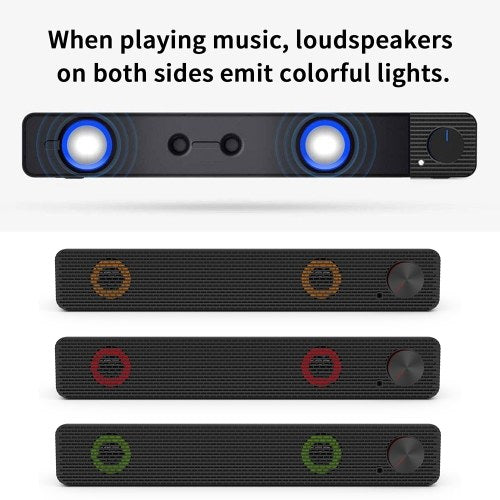 Smalody Soundbar Computer Speaker 3.5mm Wired Sound Bar USB Powered Speakers for Mobile Phone Laptop Computer