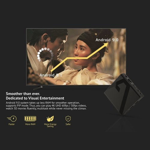 A968 TV Box Android 9.0 4K Smart TV Box Media Player 2GB/16GB S905W رباعي النواة ذكي فك التشفير WIFI مع جهاز التحكم عن بعد TF فتحة للبطاقات