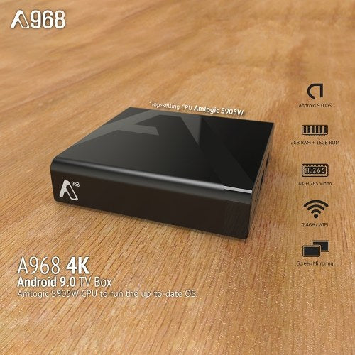 A968 TV Box Android 9.0 4K Smart TV Box Media Player 2GB/16GB S905W Quad-core Smart Set Top Box WIFI with Remote Control TF Card Slot