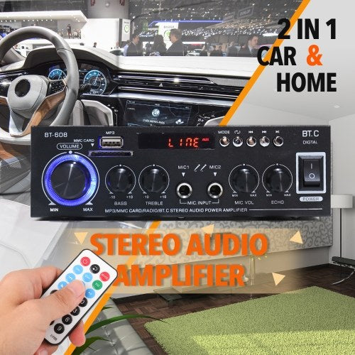 Mini Power Amplifier Audio MP3 Player FM Radio BT Digital Audio Receiver