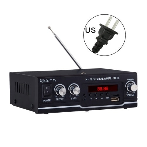 T2 Digital Audio Player BT Power Amplifier Audio 30W with USB Input FM Radio Control Subwoofer for Home and Car