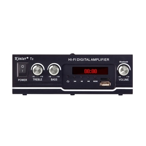 T2 Digital Audio Player BT Power Amplifier Audio 30W with USB Input FM Radio Control Subwoofer for Home and Car