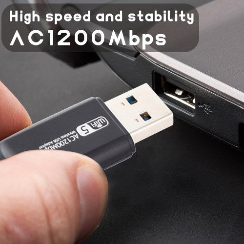 محول USB لاسلكي ثنائي النطاق 2.4G 5G WiFi بطاقة الشبكة AC1200Mbps USB3.0 واجهة المضيف مع هوائي خارجي 5dBi