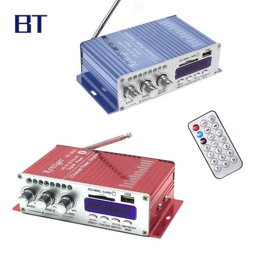 Mini BT Stereo Audio Power Amplifier Portable Sound Amp with Remote Control for Home and Car