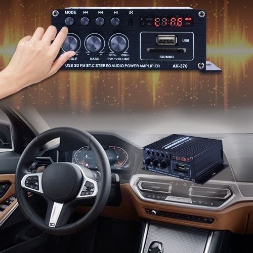 AK370 Mini Audio Power Amplifier Portable Sound Amplifier Speaker Amp for Car and Home