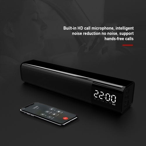 Bluetooth Soundbar Audio Player Wireless Speaker Subwoofer 3D Surround Speakers FM Radio Clock TF USB for Home TV PC