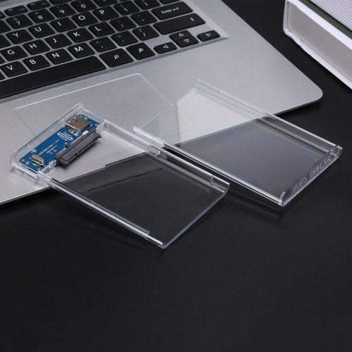 USB 3.0 HDD Case Box Hard Drive Enclosure Compatible with 2.5-inch SATA HDD Enclosure Universal Transparent