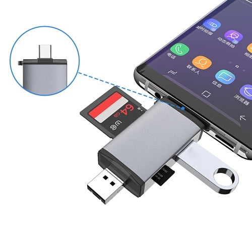 6 in 1 Card Reader USB Type-C Micro USB & USB 2.0 Combo to 2-Slot TF / SD Card Reader USB 3.0 OTG Card Adapter