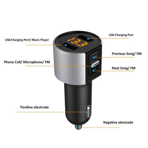 C26S Handsfree BT Connected Wireless Stereo FM Transmitter USB Car Charger