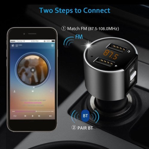 C26S Handsfree BT Connected Wireless Stereo FM Transmitter USB Car Charger