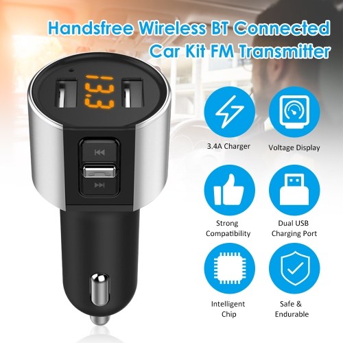 C26S Handsfree BT Connected Wireless Stereo FM Transmitter USB Car Charger