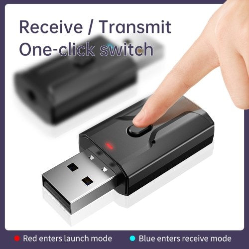 Bluetooth 5.0 Audio Receiver Transmitter AUX USB 3.5mm Jack Mic Handsfree Call for TV Car PC Music Stereo Wireless Adapter