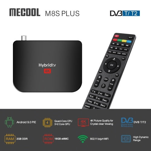 MECOOL M8S PLUS Android 9.0 4K مشغل الوسائط DVB-T2 فك التشفير