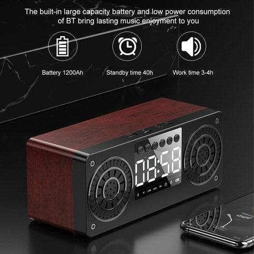 A10 Portable Bluetooth 5.0 Speaker Alarm Clock Radio Wireless Speakers Support TF Card U Disk AUX IN FM Radio for Smart Phone Tablet PC