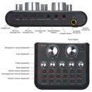 V8SE External Live Sound Card Mini Sound Mixer Board for Live Streaming Music Recording Karaoke Singing with 12 Sound Effects BT Connection for Smartphone Laptop PC