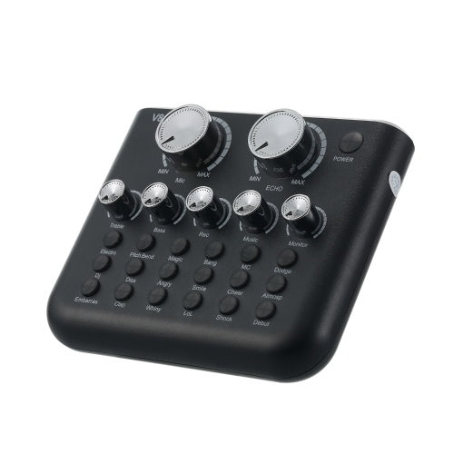 V8SE External Live Sound Card Mini Sound Mixer Board for Live Streaming Music Recording Karaoke Singing with 12 Sound Effects BT Connection for Smartphone Laptop PC