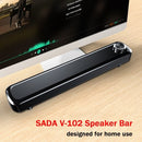 SADA V-102 Speaker Bar Computer Speakers with 2 * 3.5mm Audio Cable for Mic & Audio Wired Computer Sound Bar Stereo USB Powered Soundbar Speaker for Desktop PC