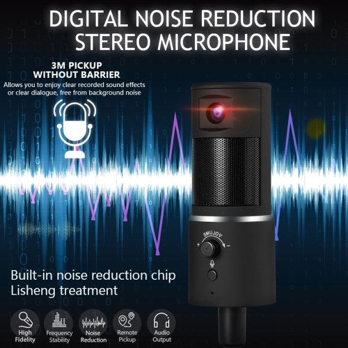 Wireless Bluetooth USB Streaming Microphone with Webcam HD1080P for iPhone/iPad/Mac/Android Phone/Tablet/PC