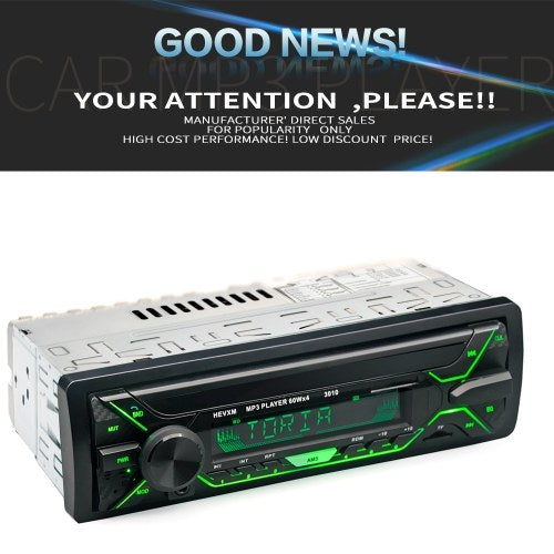 Car Stereo Radio MP3 Player FM USB AUX BT Auto Multimedia Player LED Display Car Audio Receiver with Colorful Light