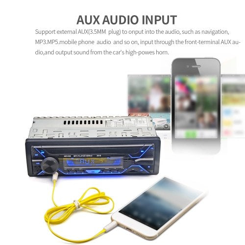 Car Stereo Radio MP3 Player FM USB AUX BT Auto Multimedia Player LED Display Car Audio Receiver with Colorful Light